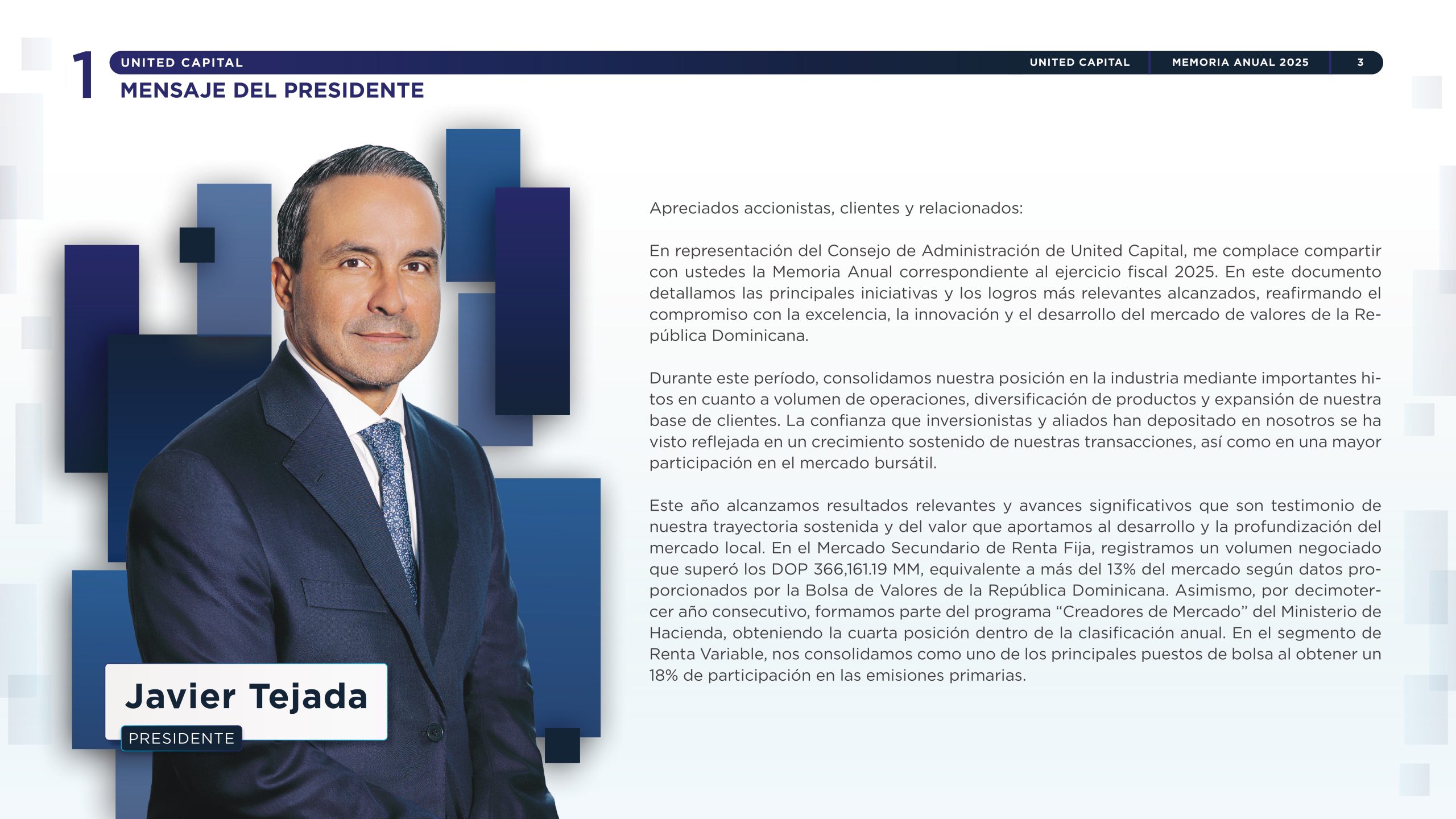 MENSAJE DEL PRESIDENTE